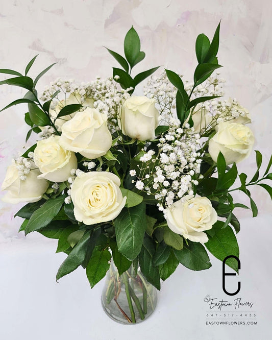 White Roses Vase