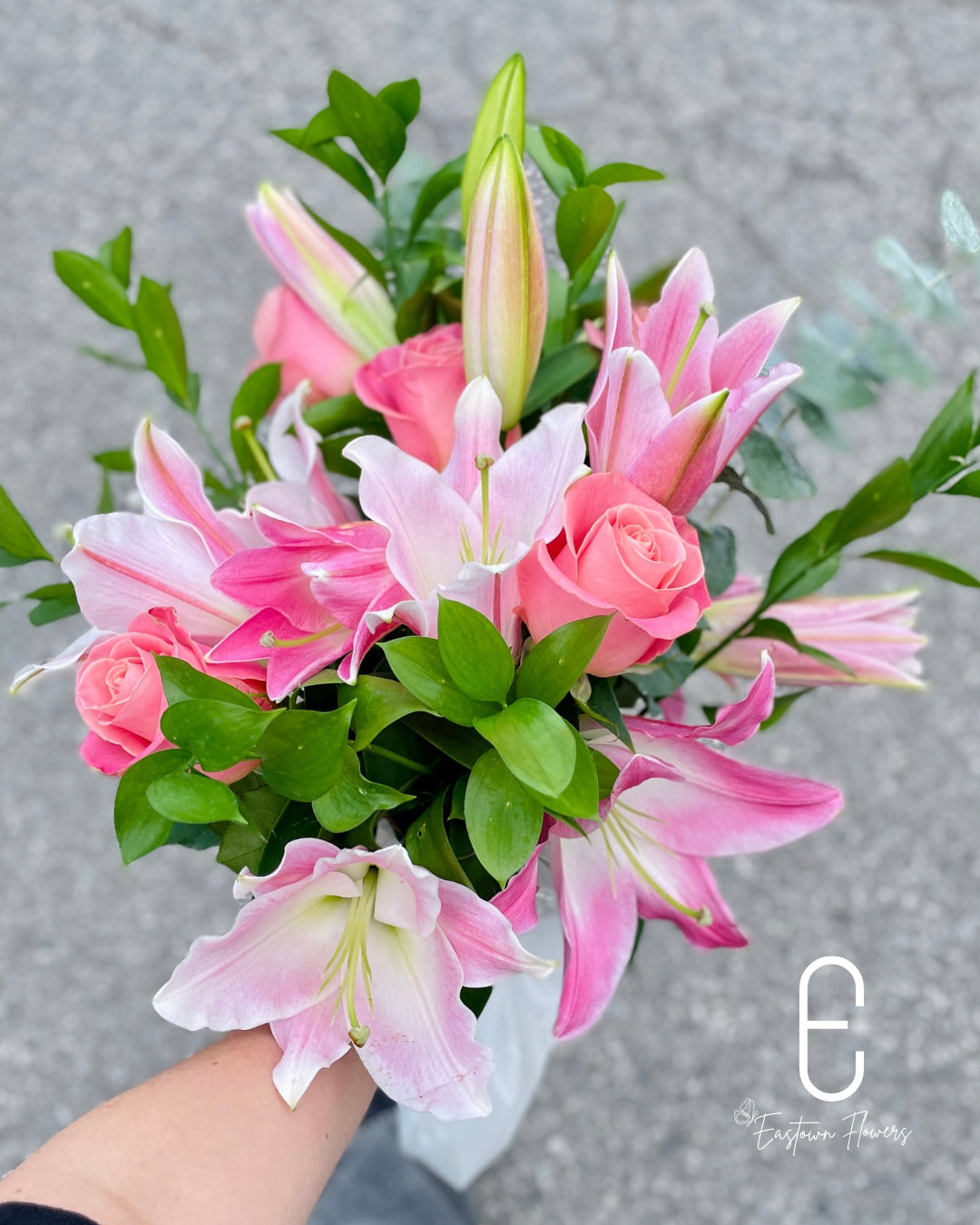 Pink Lily & Pink Roses