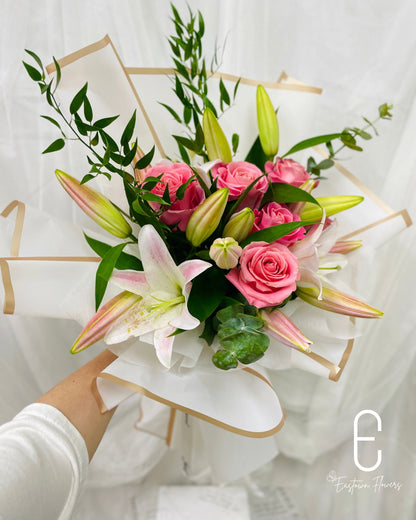 Pink Lily & Pink Roses