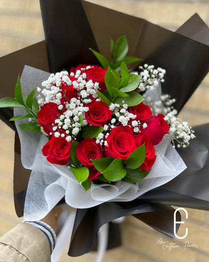12(Dozen) Red Rose Bouquet