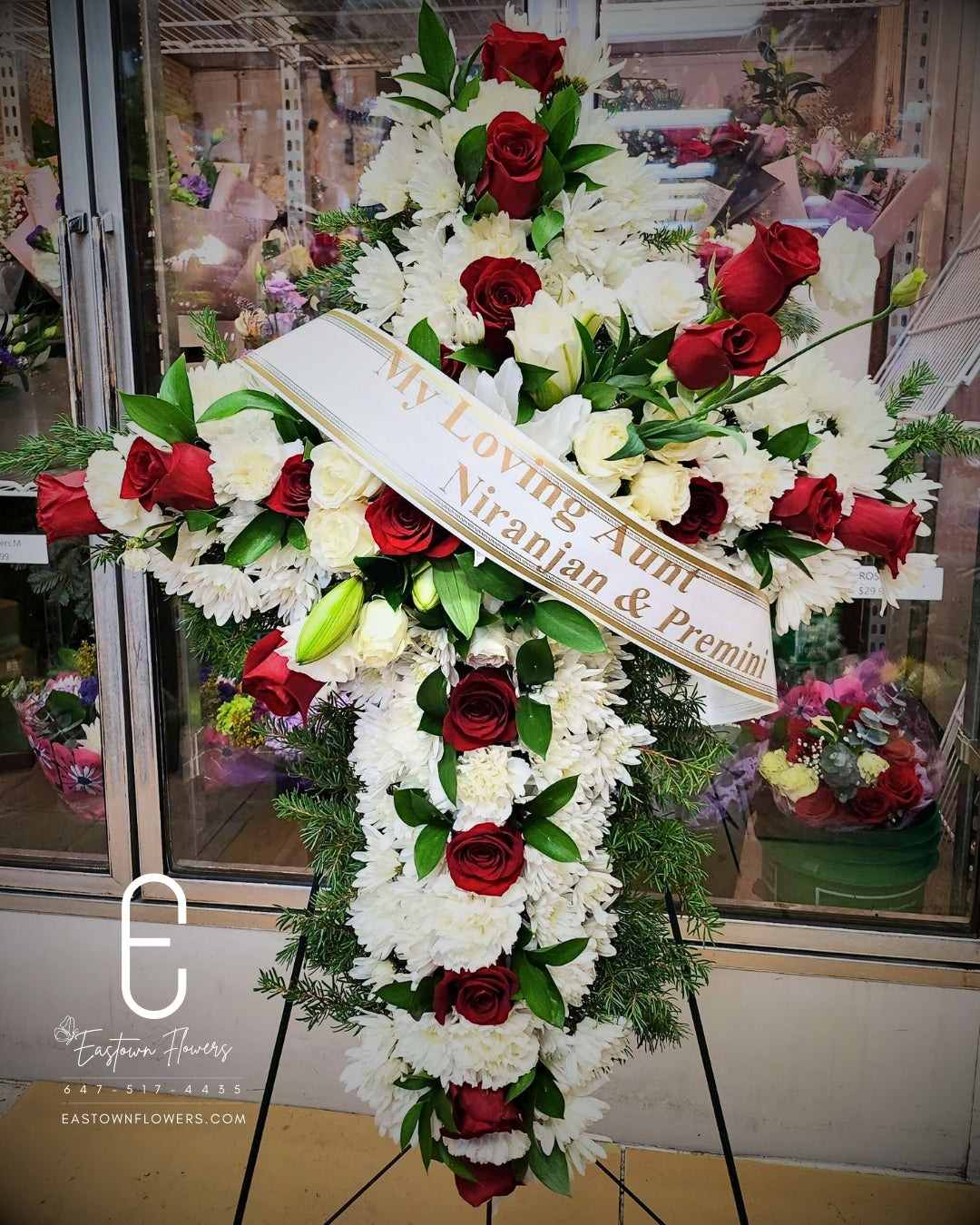 White and Red Funeral Cross