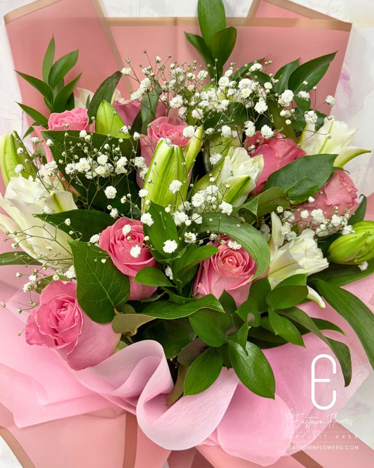 White Lily and Pink Rose