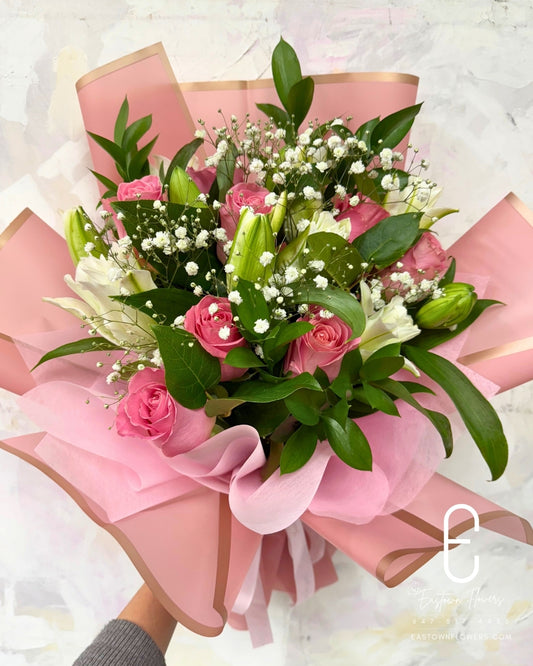 White Lily and Pink Rose