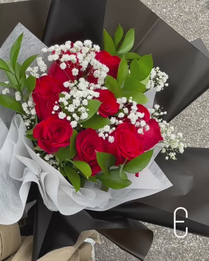 12(Dozen) Red Rose Bouquet