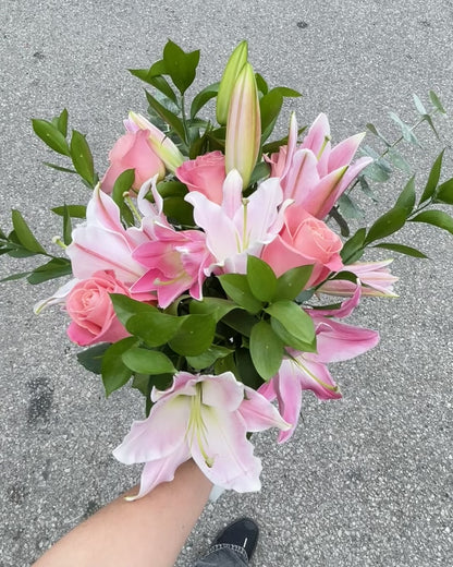 Pink Lily & Pink Roses