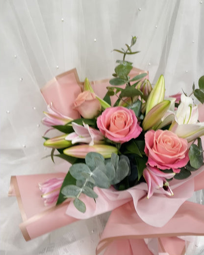 Pink Lily & Pink Roses